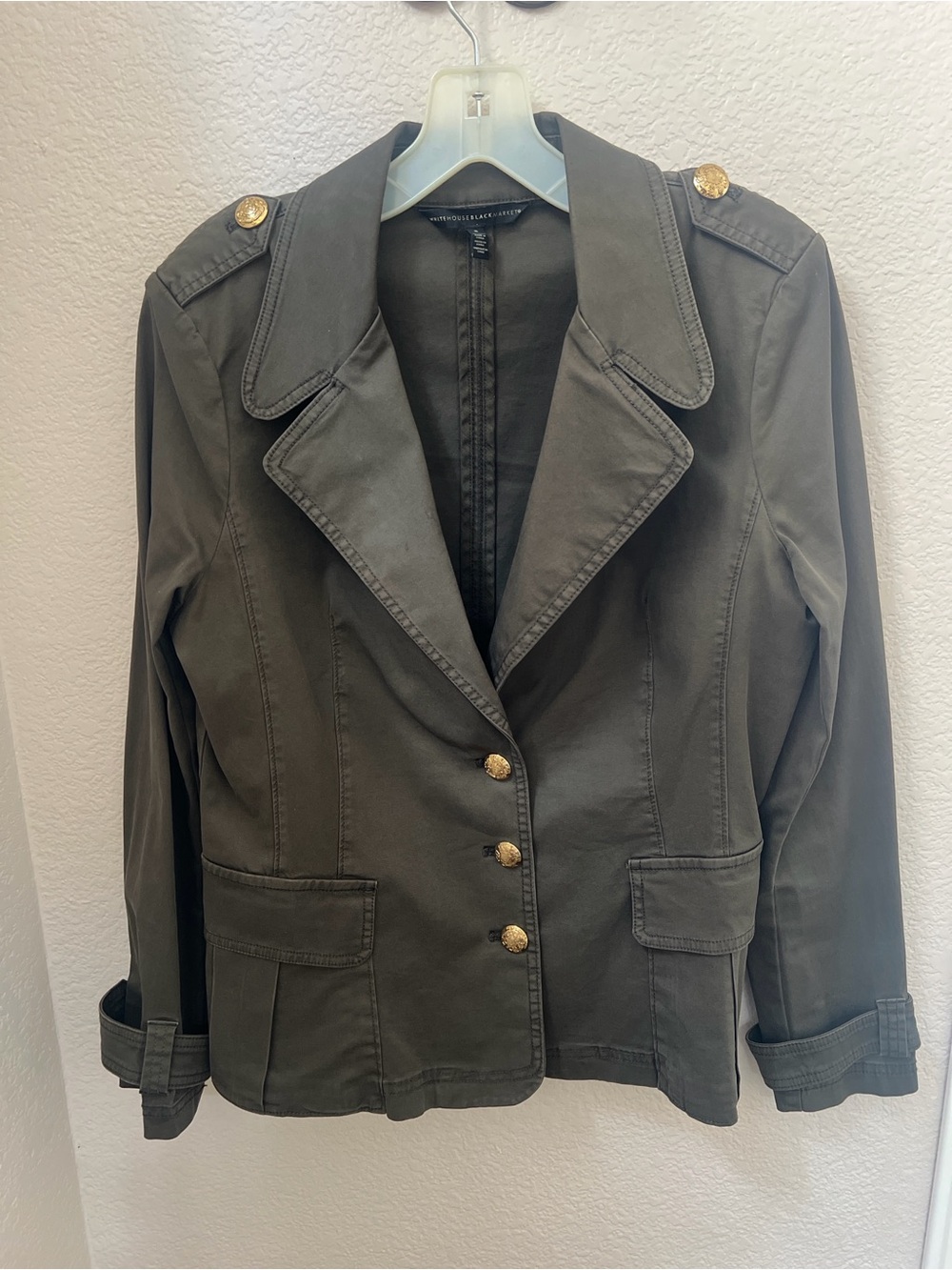 WHBM Women’s Military-Style Button Front Jacket - Dark Olive